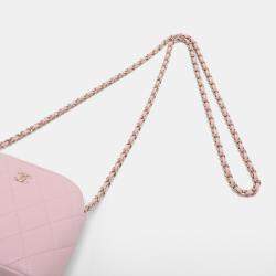 Pre Owned Chanel Pink Mini CC Quilted Lambskin Dome Clutch with Chain