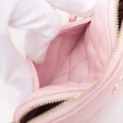 Pre Owned Chanel Pink Mini CC Quilted Lambskin Dome Clutch with Chain