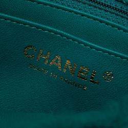Pre Owned Chanel Green Small CC Shearling Single Flap