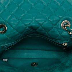 Pre Owned Chanel Green Small CC Shearling Single Flap