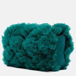 Pre Owned Chanel Green Small CC Shearling Single Flap