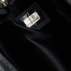 Pre Owned Chanel Black CC Glitter Lambskin Studded Frame Clutch on Chain