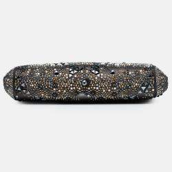 Pre Owned Chanel Black CC Glitter Lambskin Studded Frame Clutch on Chain