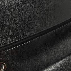 Pre Owned Chanel Black Quilted Caviar Leather Jumbo Classic Double Flap Bag