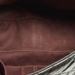 Pre Owned Chanel Black/Burgundy Quilted Glazed Leather Medium Castle Rock Top Handle Bag