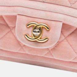 Pre Owned Chanel Mini Quilted Velvet Double Frame Flap