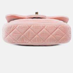 Pre Owned Chanel Mini Quilted Velvet Double Frame Flap