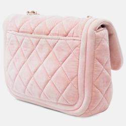 Pre Owned Chanel Mini Quilted Velvet Double Frame Flap