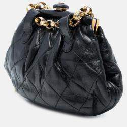 Pre Owned Chanel Quilted Lambskin Frame Bijoux Chain Kiss Lock Belt Bag