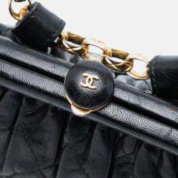 Pre Owned Chanel Quilted Lambskin Frame Bijoux Chain Kiss Lock Belt Bag
