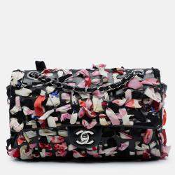 Pre Owned Chanel Medium Classic Lambskin and Silk Ribbon Single Flap