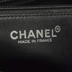 Pre Owned Chanel Black Quilted Caviar Leather Medallion Tote