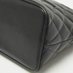 Pre Owned Chanel Black Quilted Caviar Leather Medallion Tote