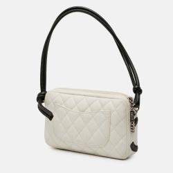 Pre Owned Chanel Black White Lambskin Cambon Ligne Pochette
