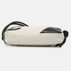 Pre Owned Chanel Black White Lambskin Cambon Ligne Pochette