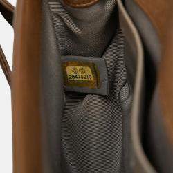 Pre Owned Chanel Brown Small Quilted Metallic Lambskin Interwoven CC Boy Flap