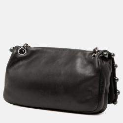 Pre Owned Chanel Black Lambskin Pearl Obsession Flap