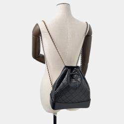 Pre Owned Chanel Gabriel Do Backpack Black Aged Calf Leather