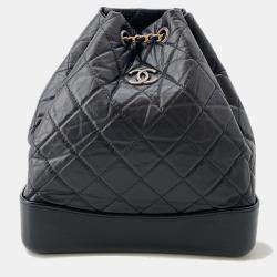 Pre Owned Chanel Gabriel Do Backpack Black Aged Calf Leather