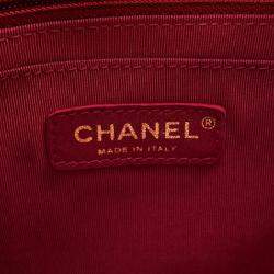 Pre Owned Chanel Matelasse Chain Backpack Red Lambskin