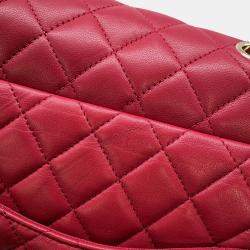 Pre Owned Chanel Matelasse Chain Backpack Red Lambskin