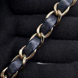 Pre Owned Chanel Matelasse Single Flap Chain Shoulder Navy Lambskin Size 17