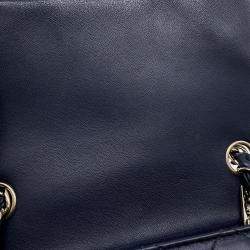 Pre Owned Chanel Matelasse Single Flap Chain Shoulder Navy Lambskin Size 17
