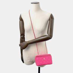 Pre Owned Chanel Matelasse Vanity Chain shoulder Bag Pink Caviar Leather Size Small
