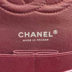 Pre Owned Chanel Matelasse W Flap Chain shoulder Bag Black Caviar Leather Size 25