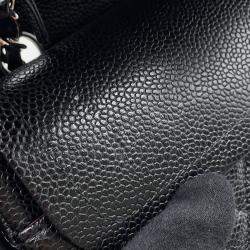 Pre Owned Chanel Matelasse W Flap Chain shoulder Bag Black Caviar Leather Size 25