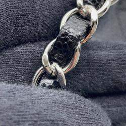 Pre Owned Chanel Matelasse W Flap Chain shoulder Bag Black Caviar Leather Size 25