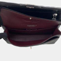 Pre Owned Chanel Matelasse W Flap Chain shoulder Bag Black Caviar Leather Size 25