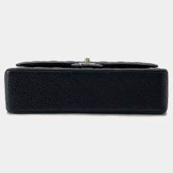 Pre Owned Chanel Matelasse W Flap Chain shoulder Bag Black Caviar Leather Size 25