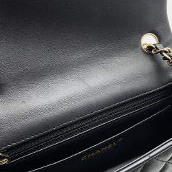 Pre Owned Chanel Mini Matelasse Chain shoulder Bag Black Lambskin Size 20