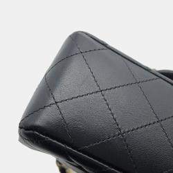 Pre Owned Chanel Mini Matelasse Chain shoulder Bag Black Lambskin Size 20