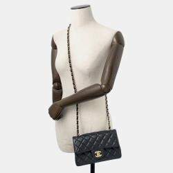 Pre Owned Chanel Mini Matelasse Chain shoulder Bag Black Lambskin Size 20
