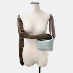 Pre Owned Chanel Hobo Chain shoulder Mint Blue Caviar Leather