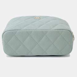 Pre Owned Chanel Hobo Chain shoulder Mint Blue Caviar Leather