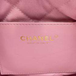 Pre Owned Chanel Chanel22 Chain shoulder Bag Pink Shiny Calf Leather Size Mini