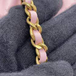 Pre Owned Chanel Chanel22 Chain shoulder Bag Pink Shiny Calf Leather Size Mini