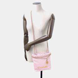 Pre Owned Chanel Chanel22 Chain shoulder Bag Pink Shiny Calf Leather Size Mini