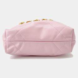 Pre Owned Chanel Chanel22 Chain shoulder Bag Pink Shiny Calf Leather Size Mini