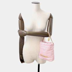 Pre Owned Chanel Chanel22 Chain shoulder Bag Pink Shiny Calf Leather Size Mini
