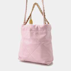 Pre Owned Chanel Chanel22 Chain shoulder Bag Pink Shiny Calf Leather Size Mini