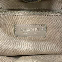 Pre Owned Chanel Deauville Drawstring Shoulder Black/Gray/White Canvas
