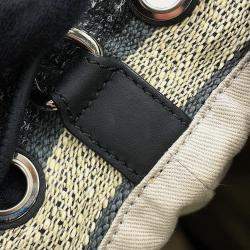 Pre Owned Chanel Deauville Drawstring Shoulder Black/Gray/White Canvas