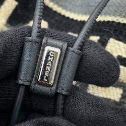 Pre Owned Chanel Deauville Drawstring Shoulder Black/Gray/White Canvas