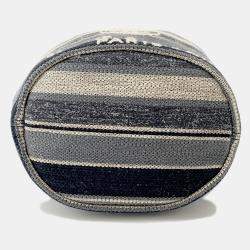 Pre Owned Chanel Deauville Drawstring Shoulder Black/Gray/White Canvas