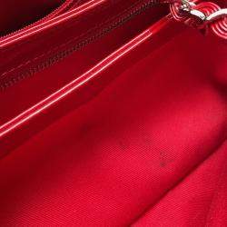 Pre Owned Chanel Matelasse Mademoiselle Chain Boring Shoulder Red Patent Leather