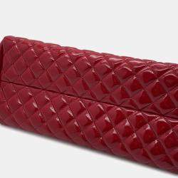 Pre Owned Chanel Matelasse Mademoiselle Chain Boring Shoulder Red Patent Leather